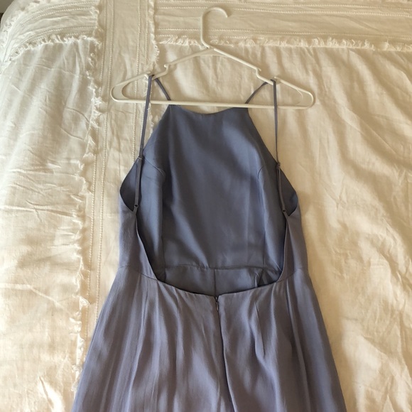 Wide leg blue/violet jumpsuit with open back - Picture 3 of 4